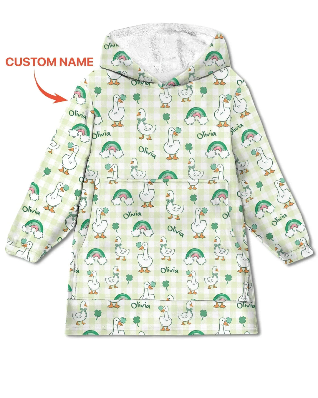 Custom Name Lucky Ducks Blanket Hoodie