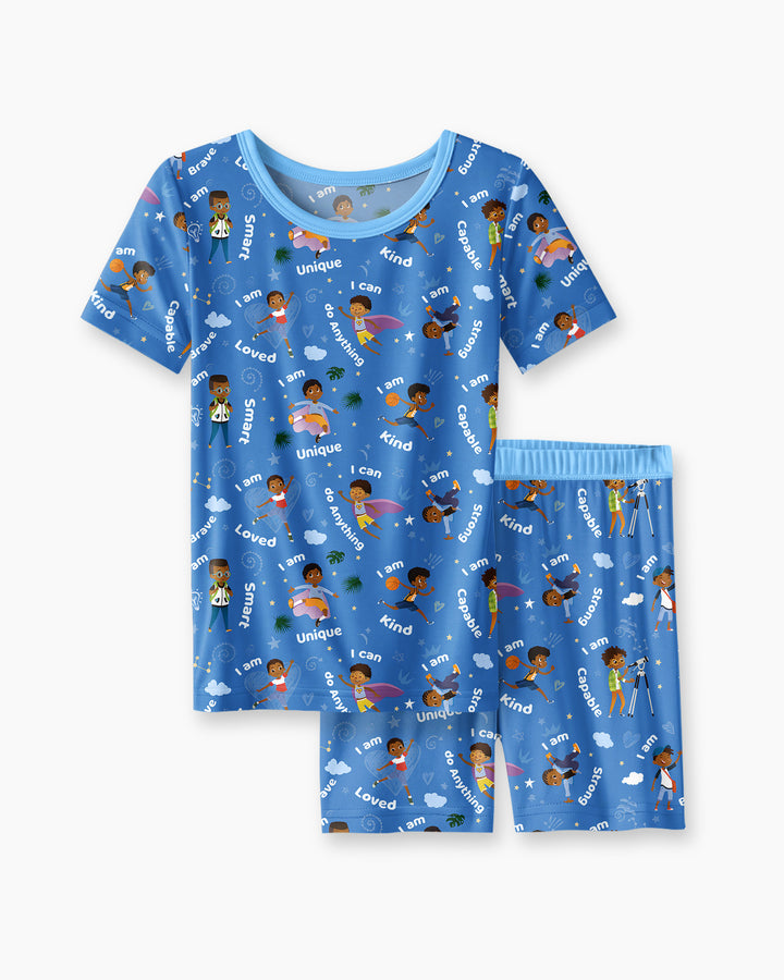 Schlafanzug-Set zweiteilig, kurze Ärmel, kurze Hose, Bambus
