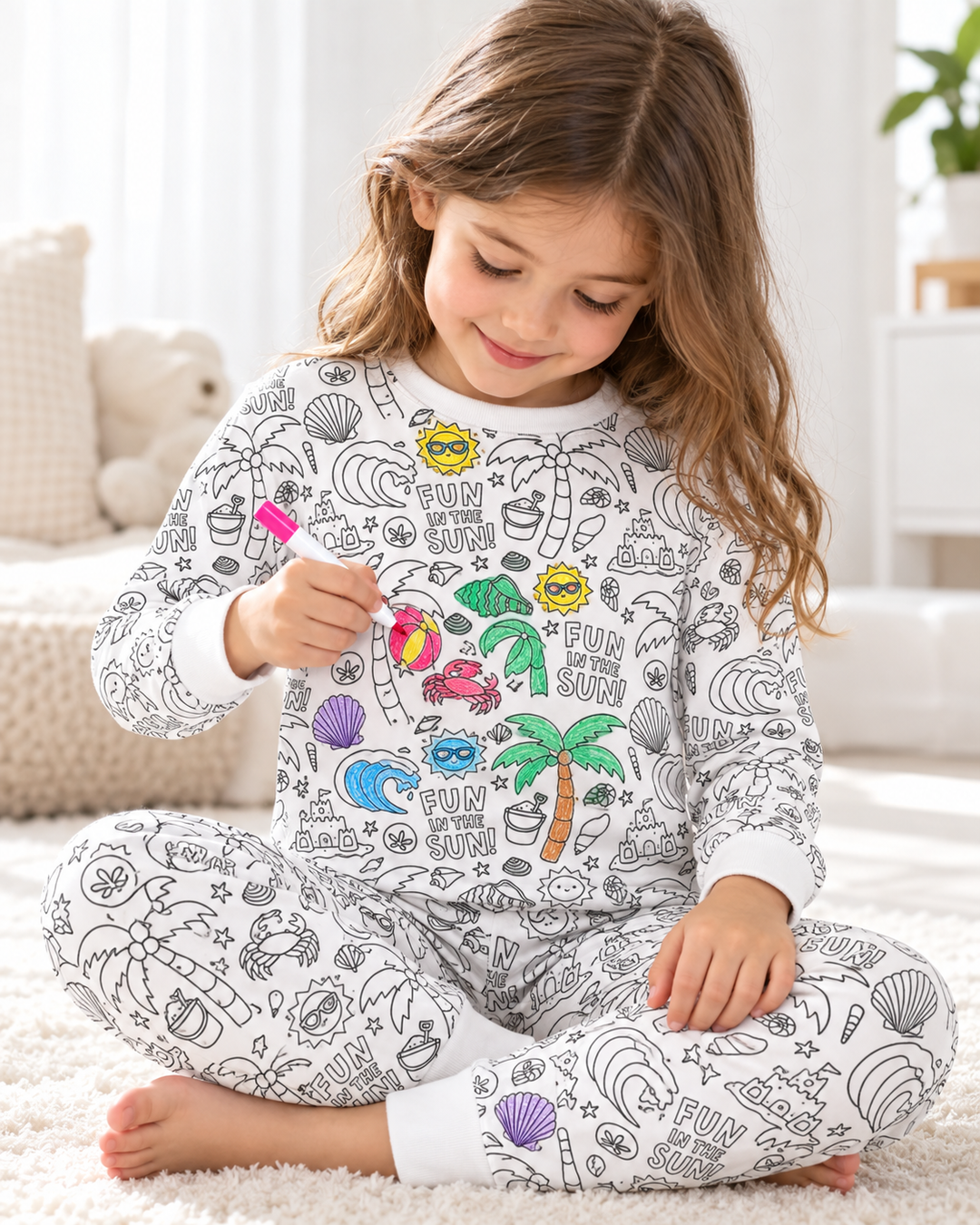 Conjunto de Pijama de Dos Piezas de Bambú Colorable "Beach Bash"