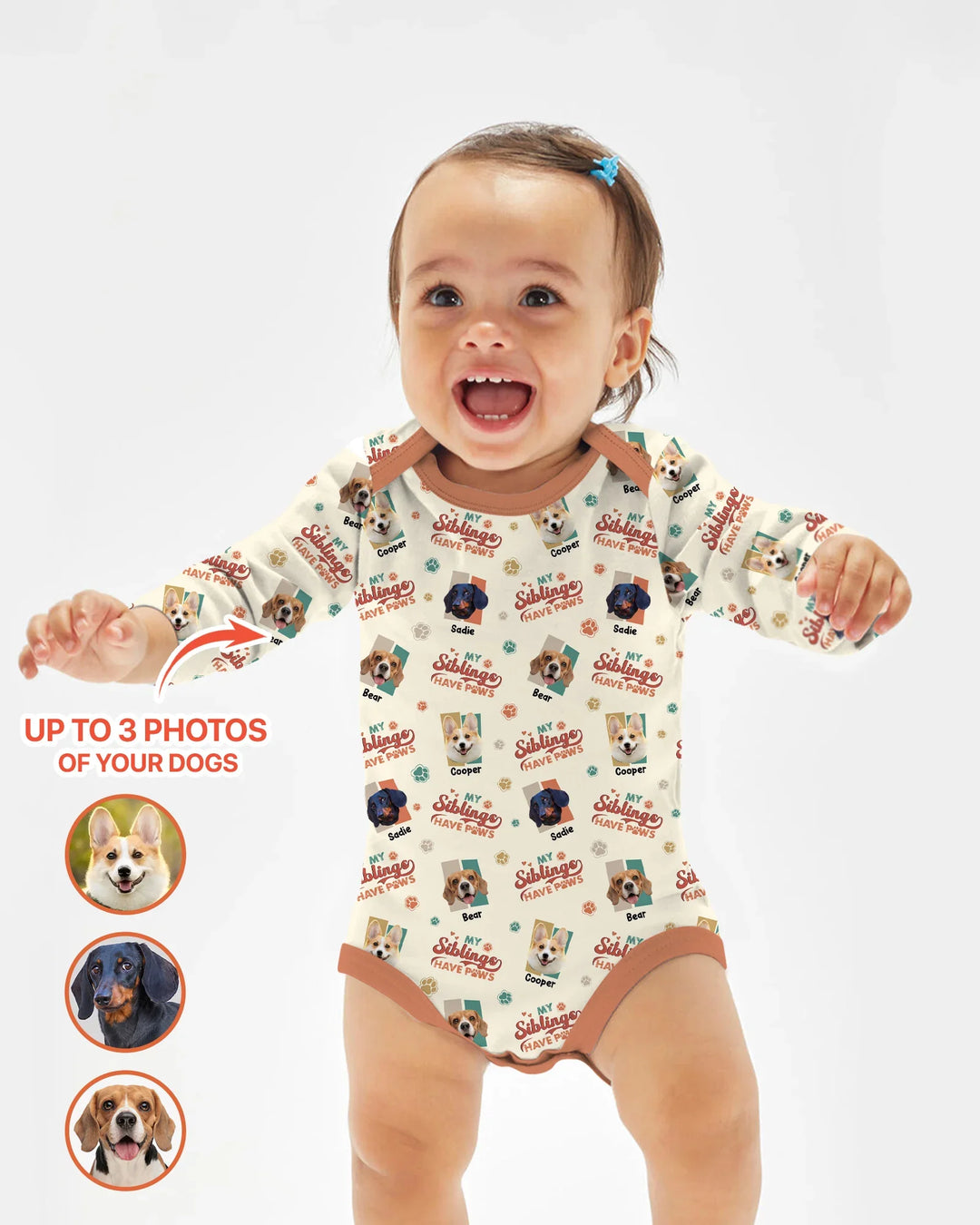 Custom Dog Photos "My Siblings Have Paws" Bamboo Bodysuit