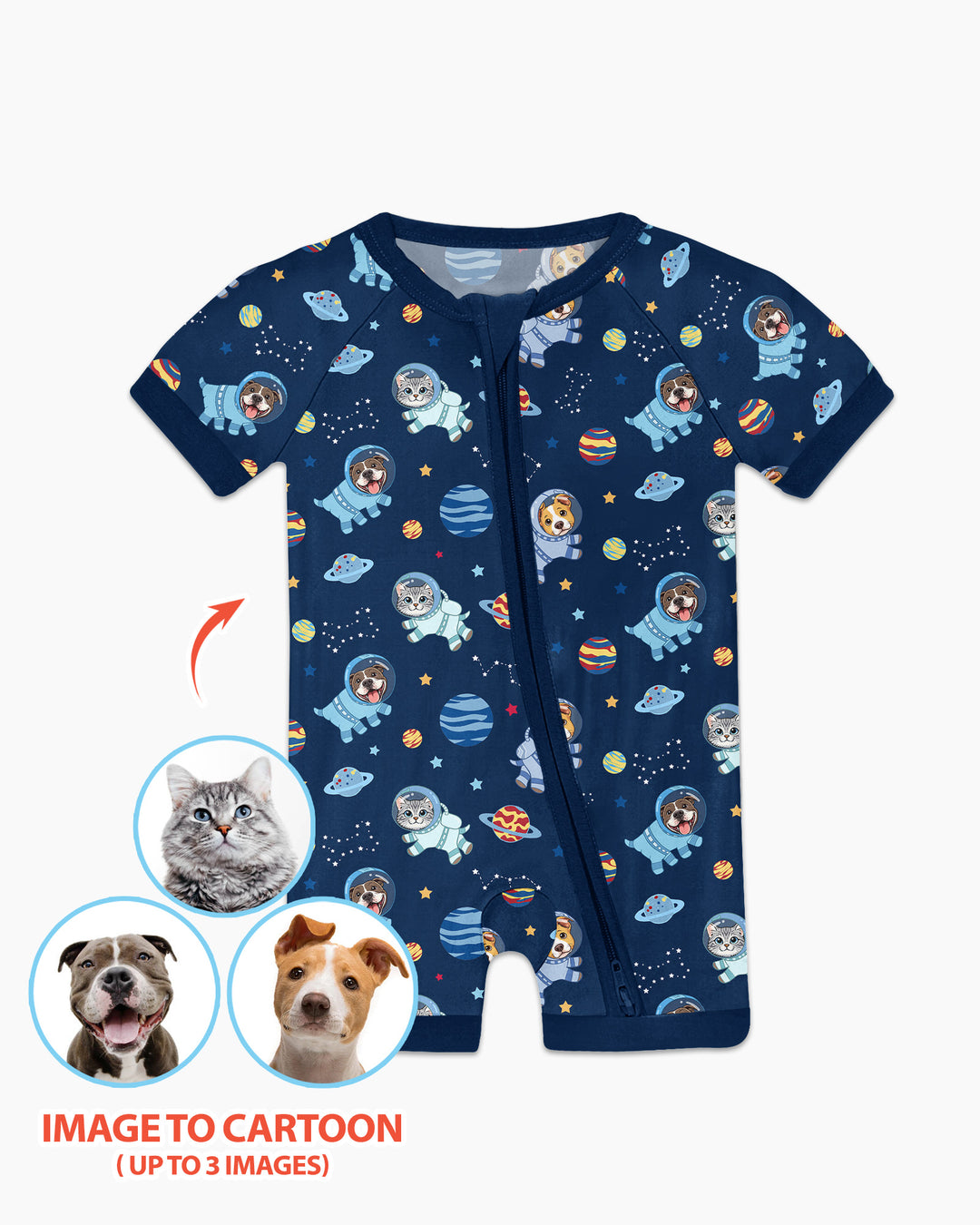 Plantilla PERSONALIZADA de Bambú Pijama Corto con Cremallera