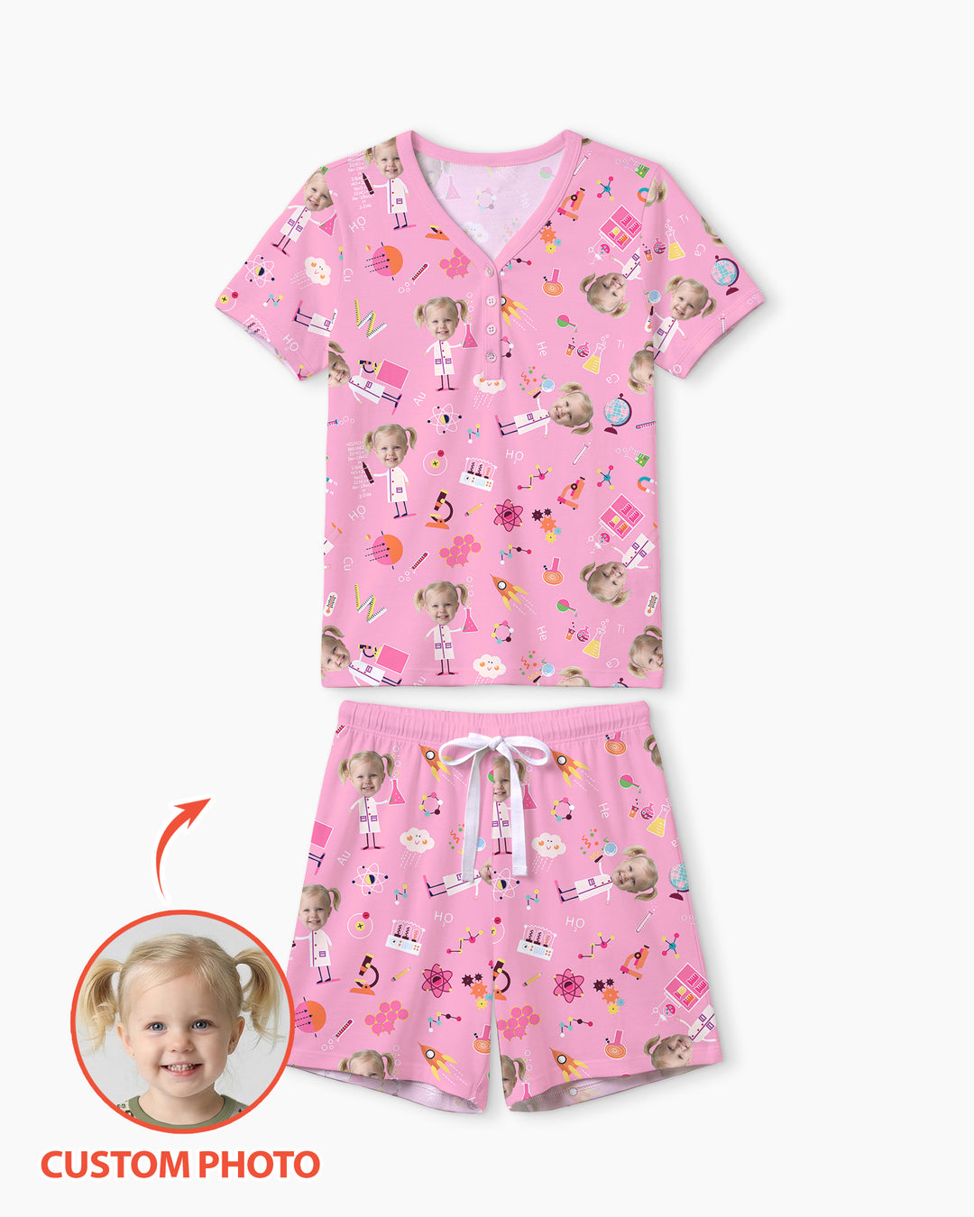 Custom Image Chemical Laboratory Bamboo Women Short Sleeve Short Pajama Set