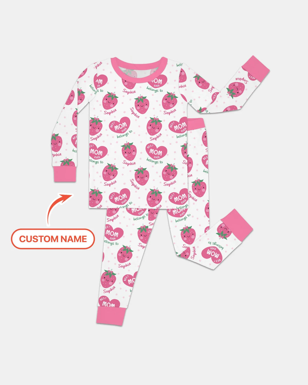 Custom Name Best Mom Ever Belongs to Bamboo Two Piece Long Sleeve Pajama Set