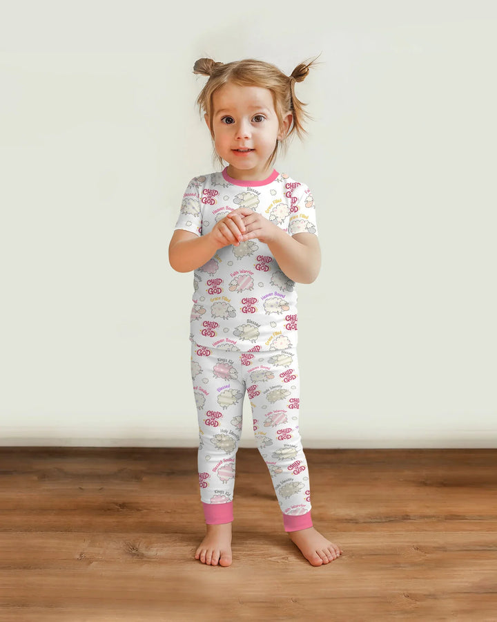 Conjunto de pijama de dos piezas de bambú de manga corta "Una niña de Dios"