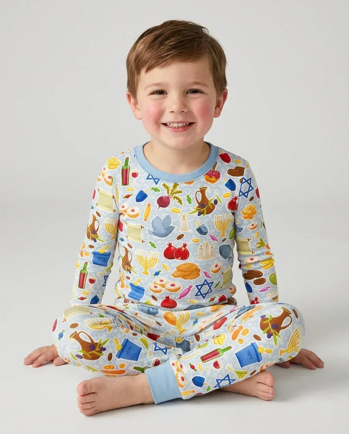 Zweiteiliges Langarm-Pyjama-Set mit Sommerfrüchten