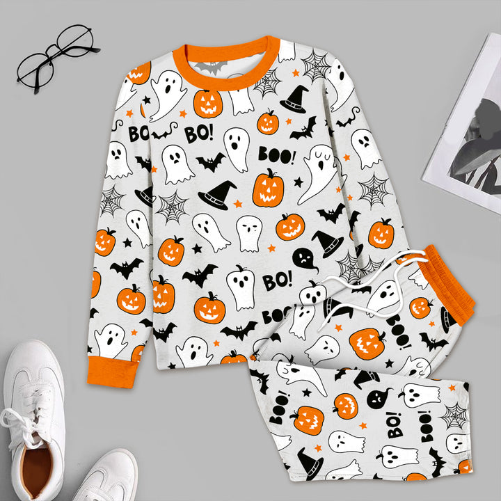 Halloween Boo & Pumpkin Glow In The Dark Men's Pajama Set