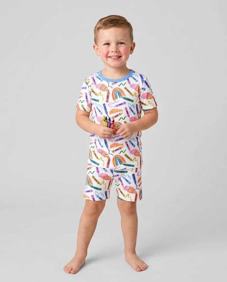 Schlafanzug-Set zweiteilig, kurze Ärmel, kurze Hose, Bambus