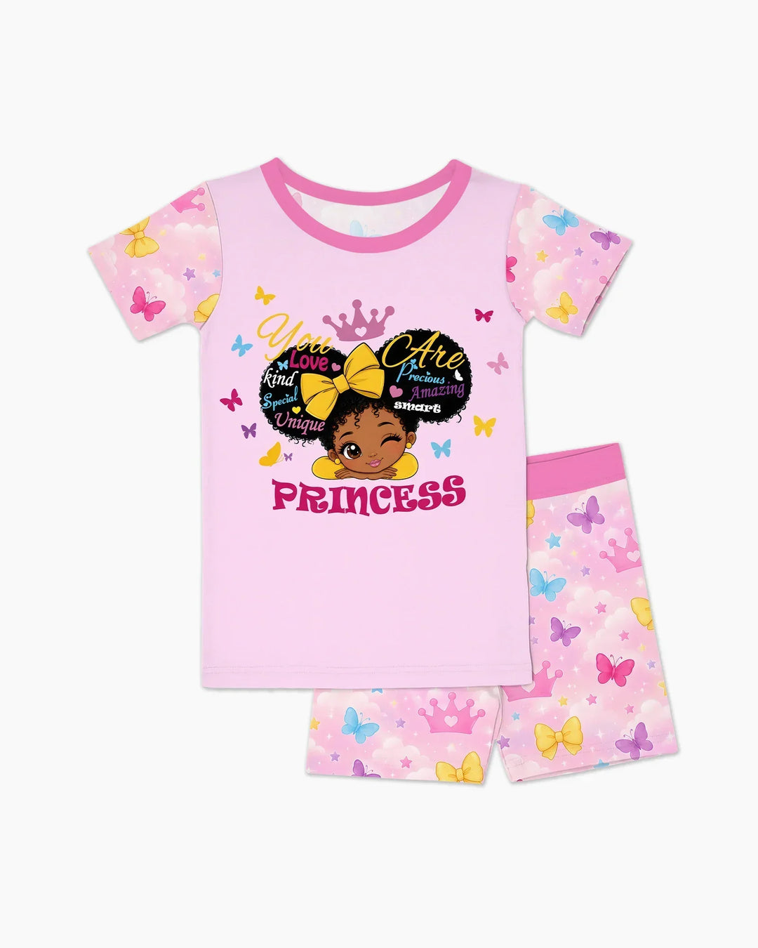 Afro Princess You Are Beautiful Bamboo Two Piece Short Sleeve Shorts Pajama Set