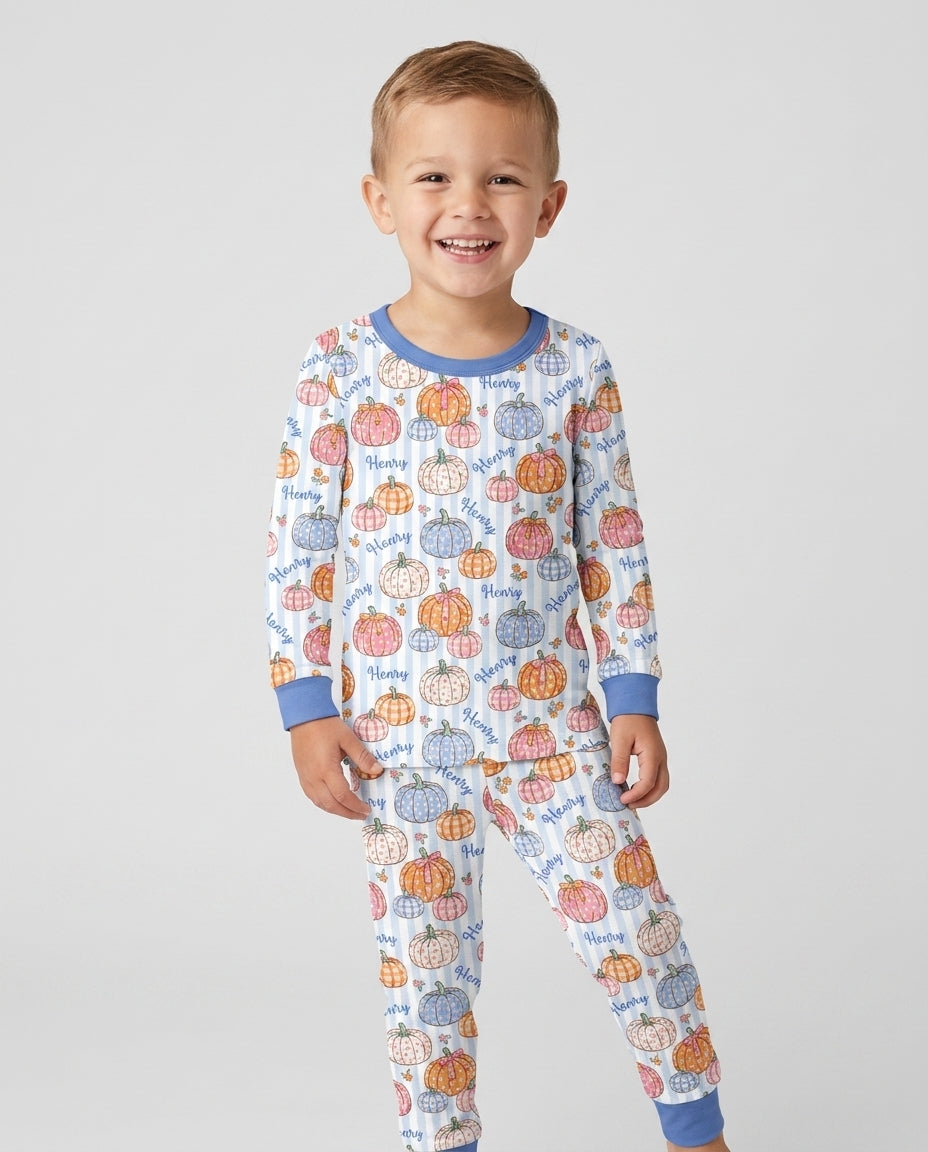 Conjunto de pijama de dos piezas de bambú con mangas largas, plantilla PERSONALIZADA