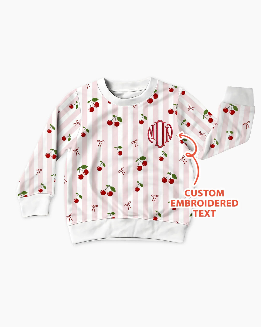 Personalisiertes besticktes Monogramm-Letter Kirsch Bambus Rundhalsshirt