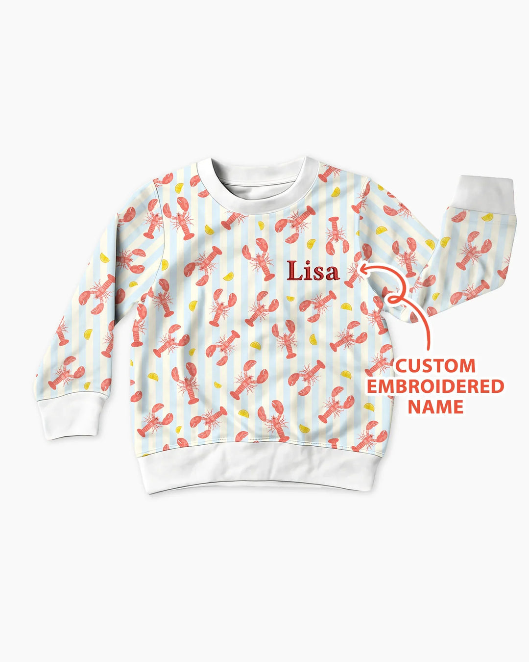 Sudadera con cuello redondo de bambú personalizada bordada con diseño de cangrejo de río para bebé