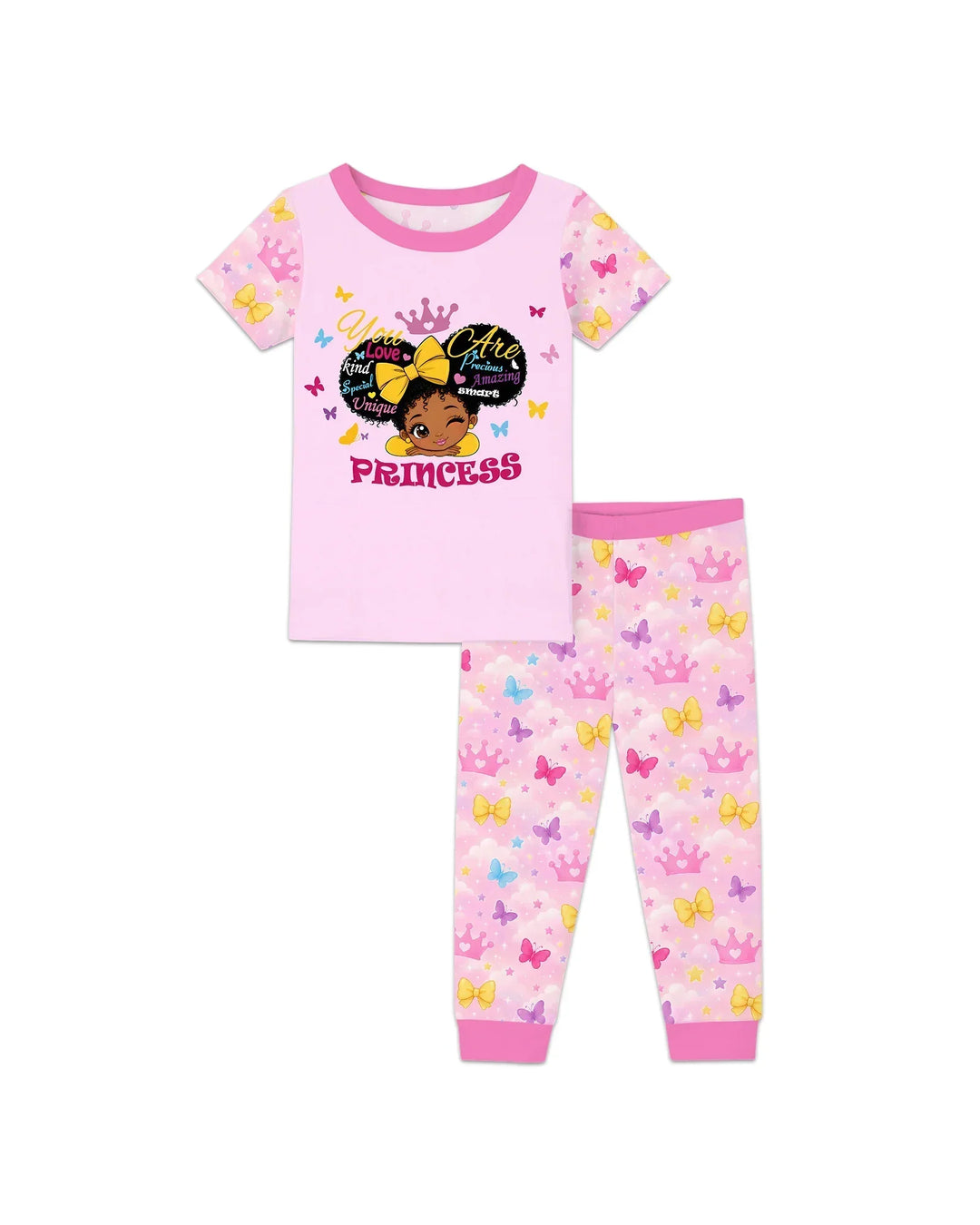 Afro Princess You Are Beautiful Bamboo Two Piece Short Sleeve Pajama Set