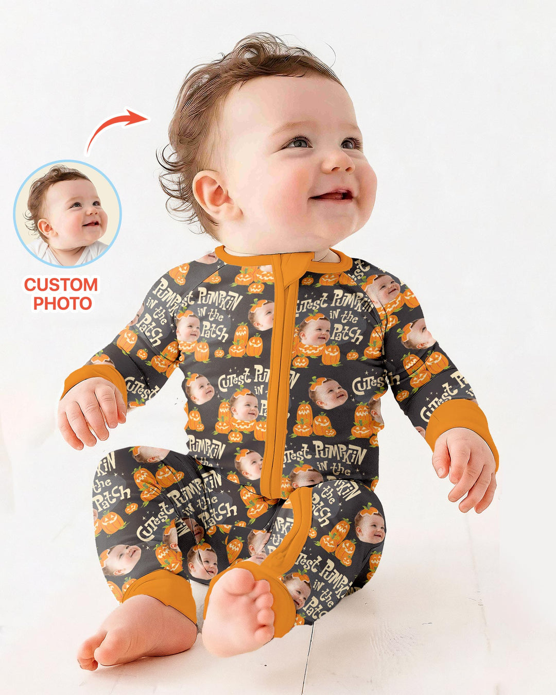 Gerippte Babykleidung mit individuellem Foto - Weich &amp; Skizzenhaft