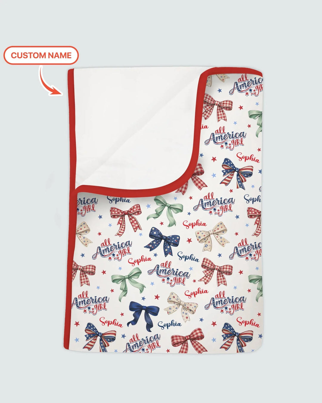 Manta de bambú All American Girl con nombre personalizado