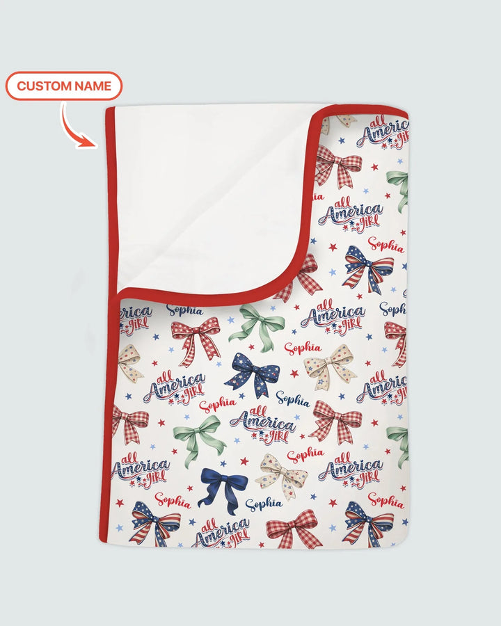Manta de bambú All American Girl con nombre personalizado