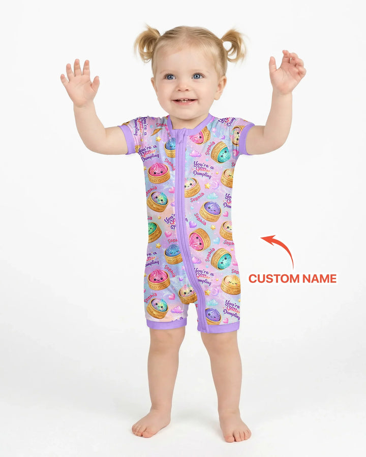 Custom Name You're A Glitter Dumpling Bamboo Shorty Zippy