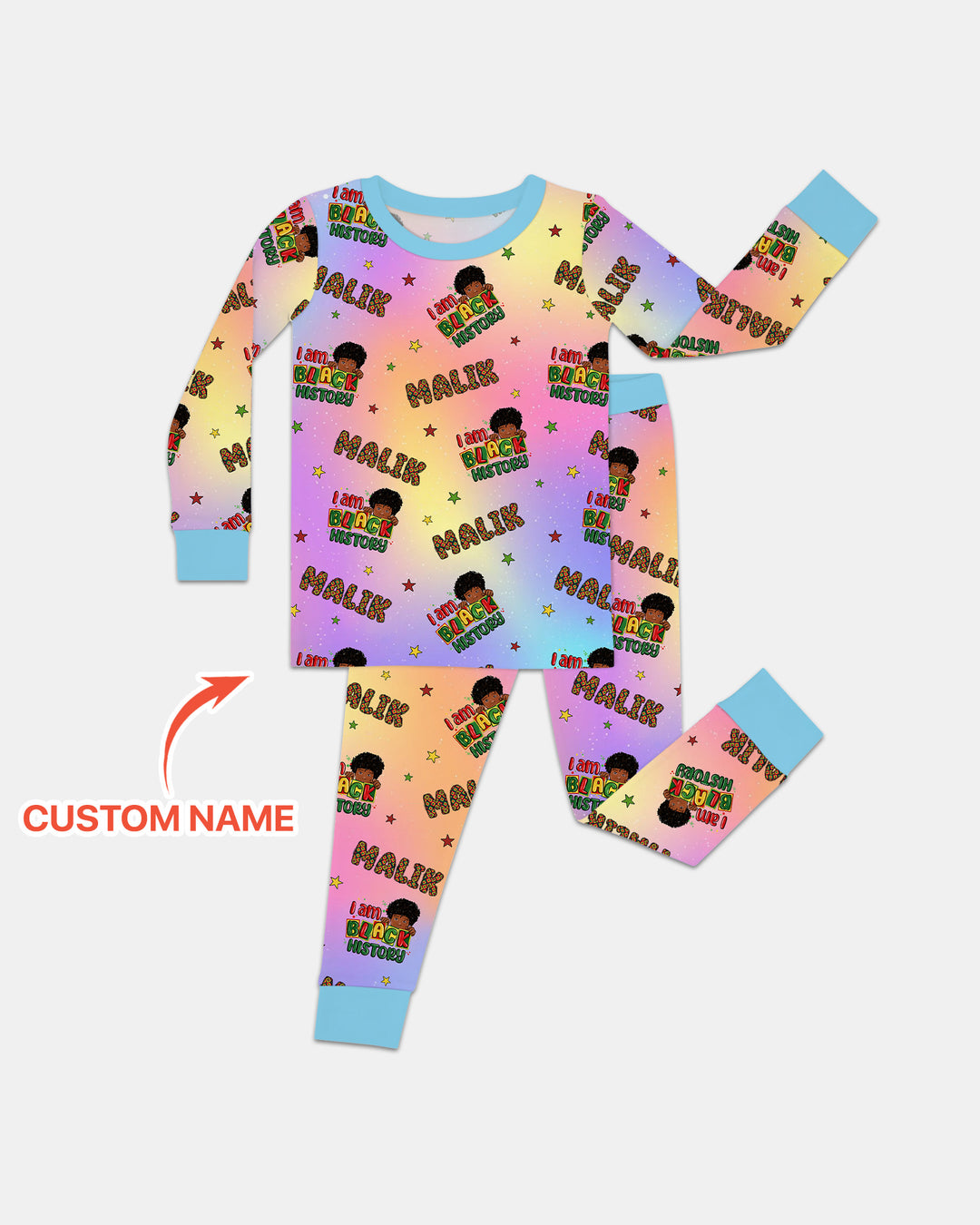 Custom Name I Am Black History Custom Two Piece Long Sleeve Pajama Set