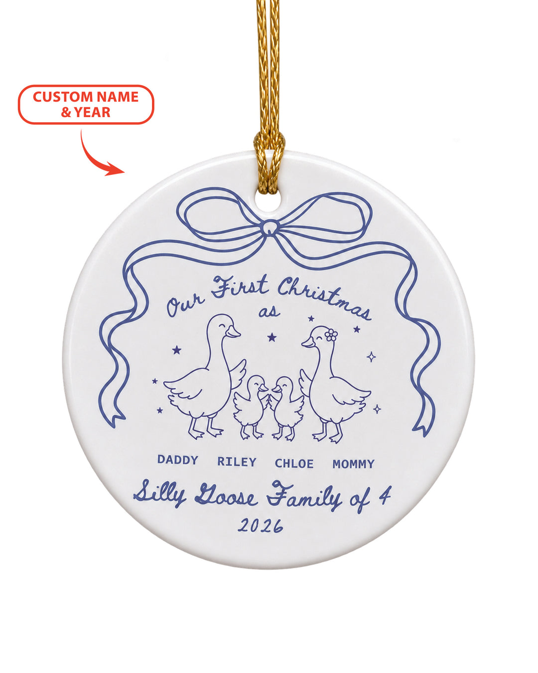 First Christmas Silly Goose Family Ceramic Ornament