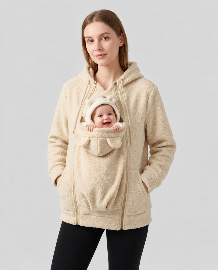 Cozy Wear Plush Fleece Mama & Baby Carrier Hoodie