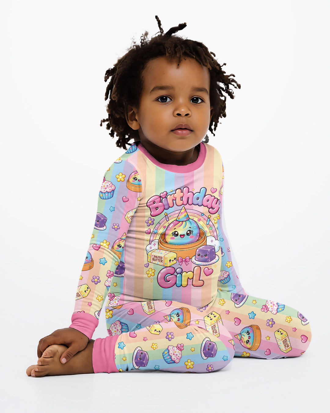 Personalized Squishy Party Birthday Girl Bamboo Two Piece Long Sleeve Pajama Set