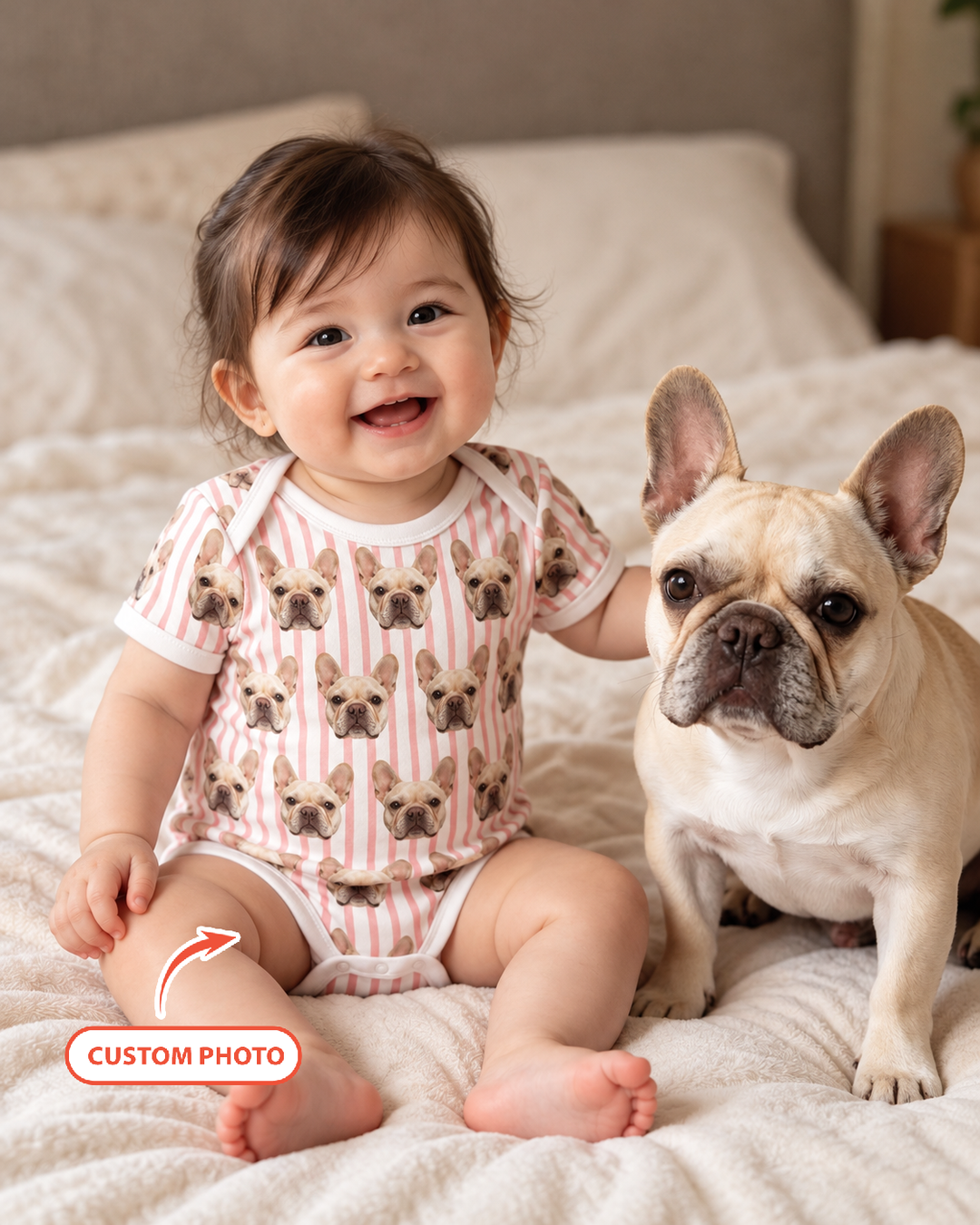 Cute Baby With Pet Bamboo Bodysuit