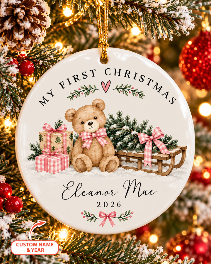 Baby Bear First Christmas Ceramic Ornament