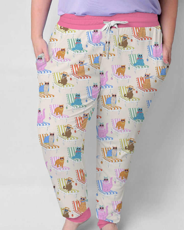 Meow Sunbathing Mommy & Me Matching Bamboo Women Pajama Set