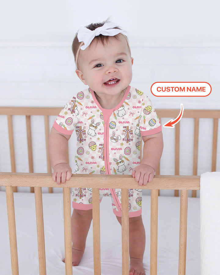 Custom Name Retro Easter Shorty Zippy