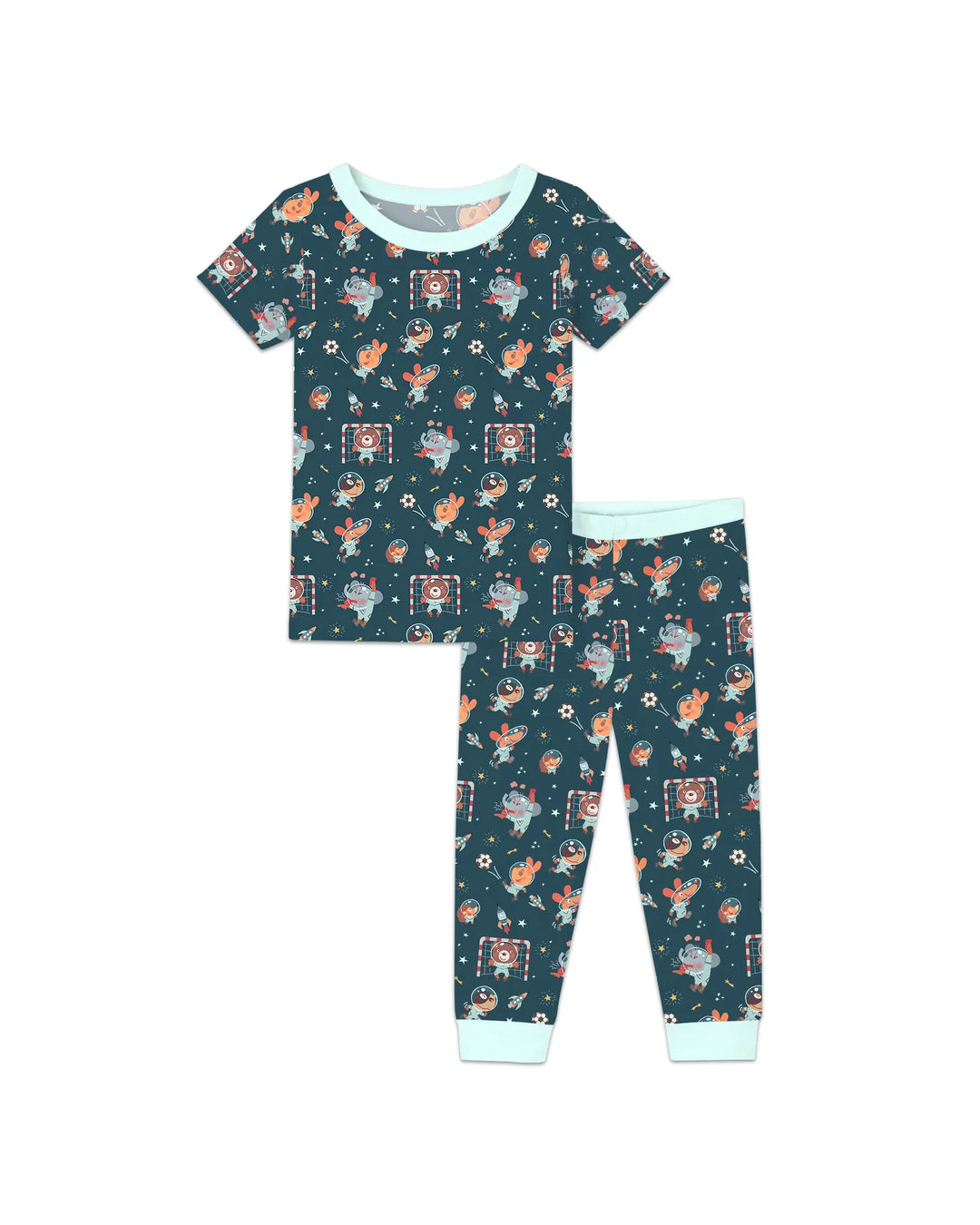 Space Soccer Bamboo Two Piece Short Sleeve Pajama Set
