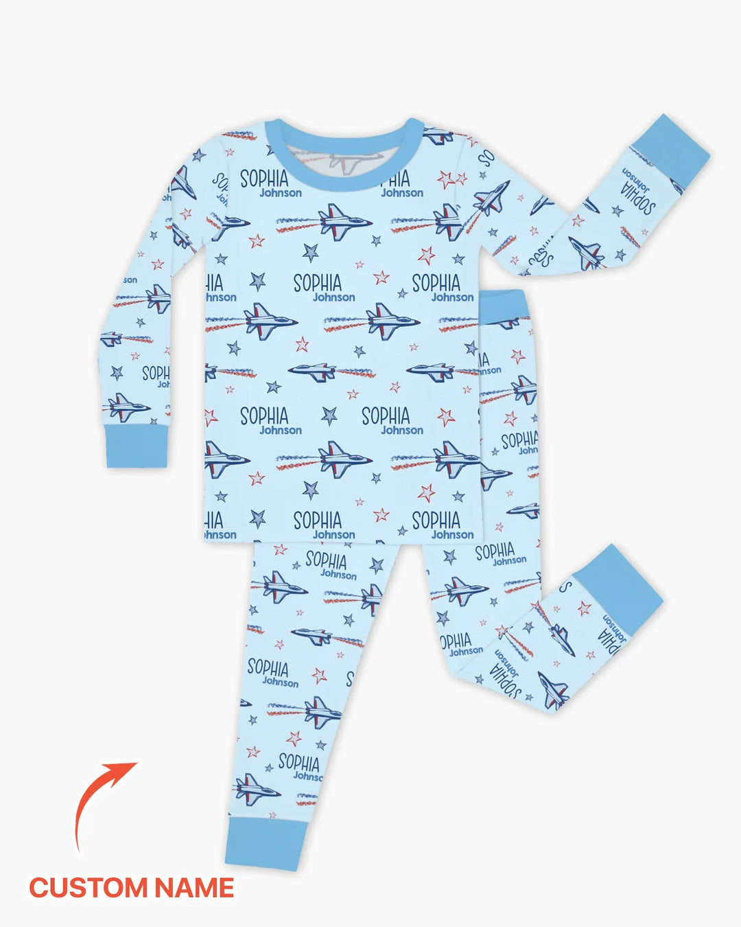 Conjunto de pijama de dos piezas de bambú con mangas largas, plantilla PERSONALIZADA