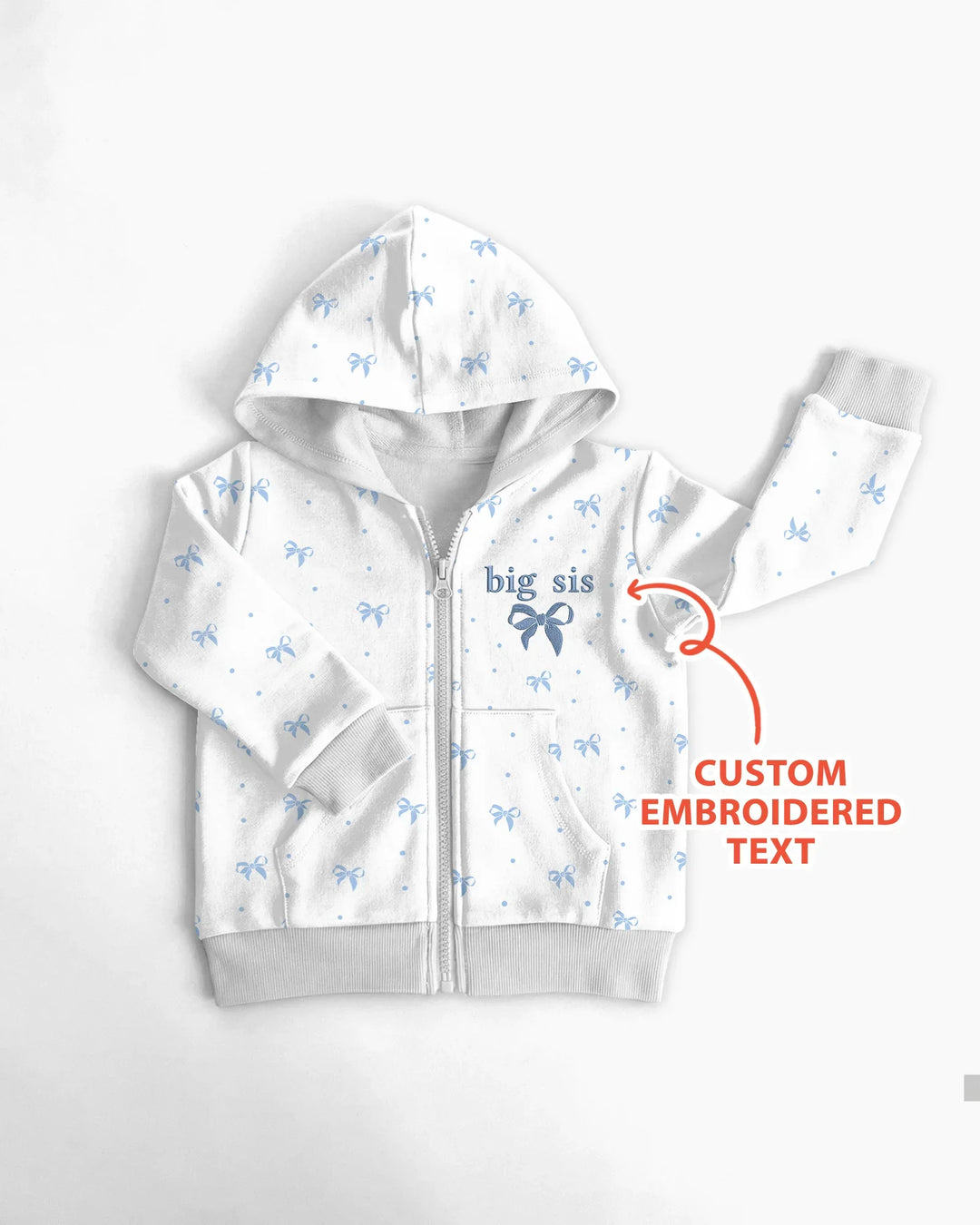 Personalisierter, bestickter Name Mommy und Mädchen passender Bambus-Kapuzenpullover mit Reißverschluss