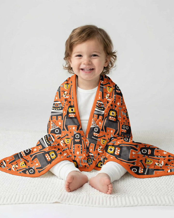 Mid Century Halloween Monster Toss Bamboo Blanket