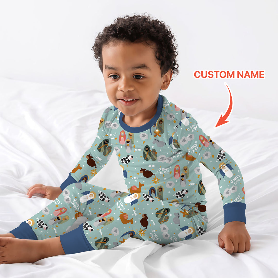 O Holy Night Custom Name Long Sleeve Pajama Set