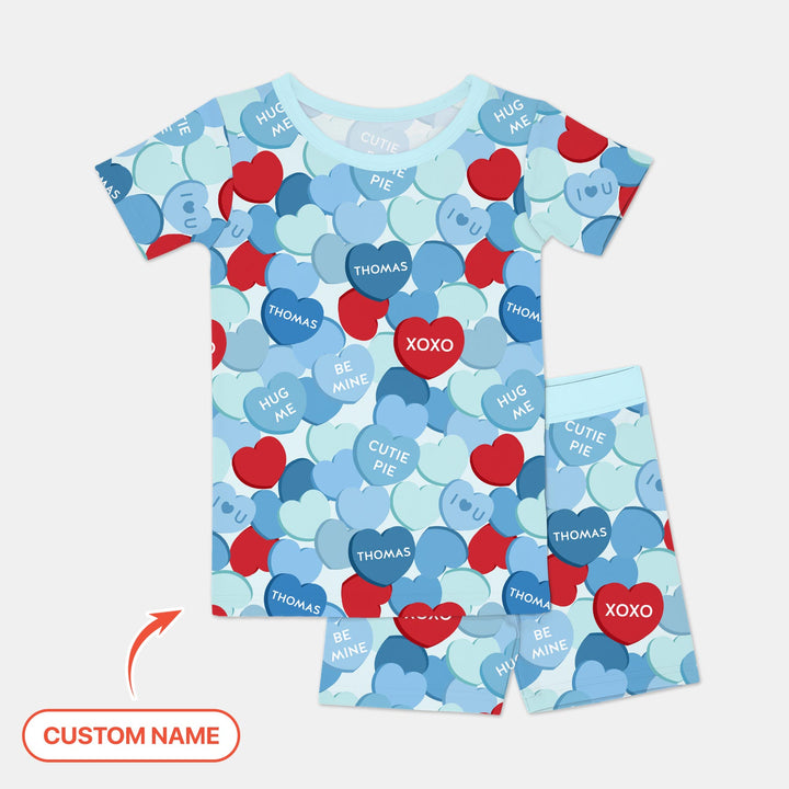 Valentine Candy Crush Family Matching Two Piece Short Sleeve Shorts Pajama Set