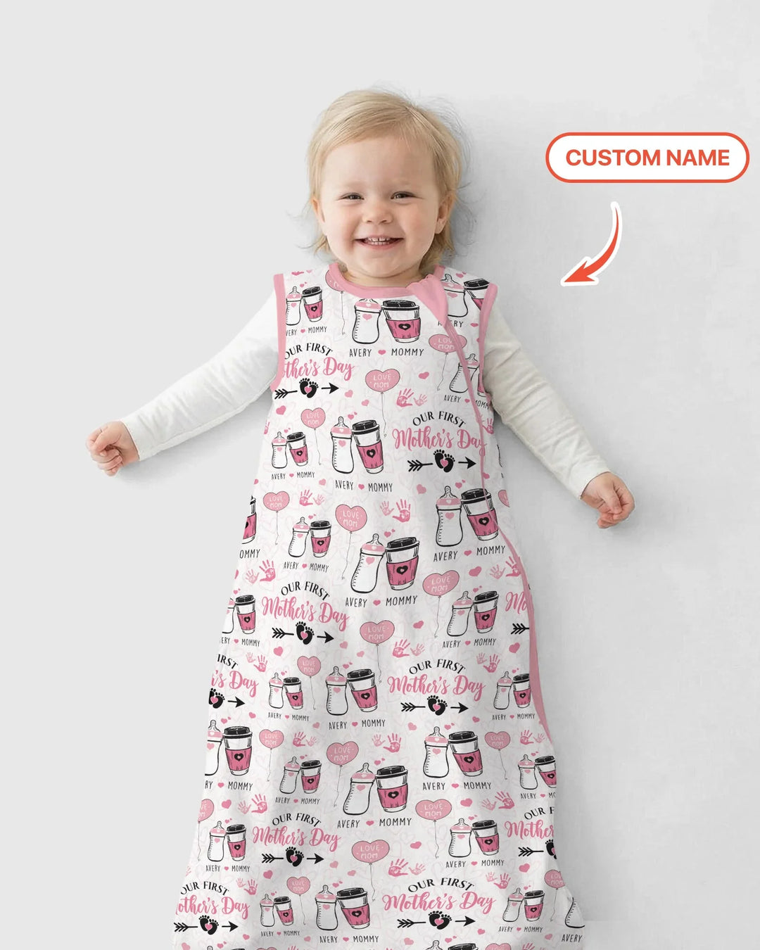 Bolsa de dormir de bambú para el Primer Día de la Madre con nombre personalizado