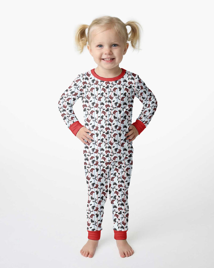 Hockey Rink Bamboo Two Piece Long Sleeve Pajama Set