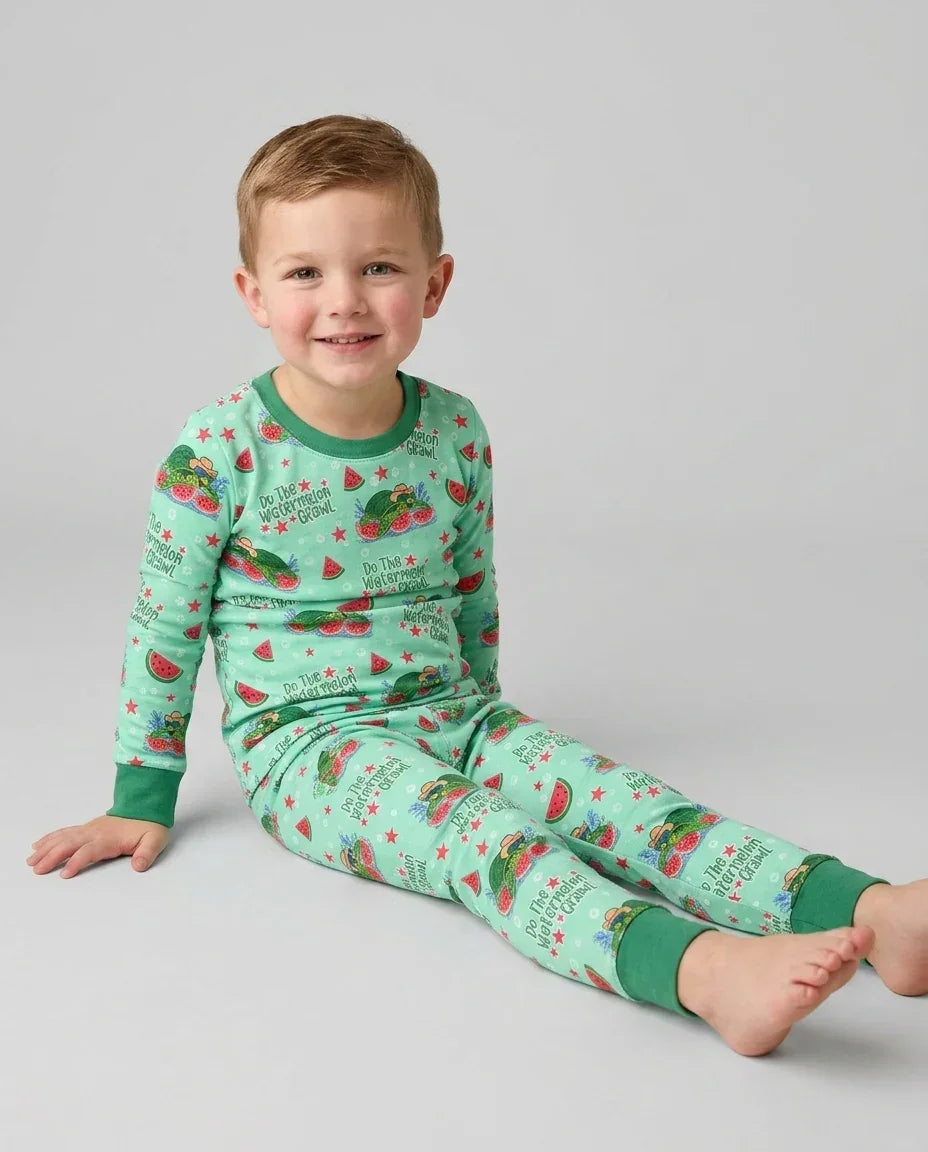 Zweiteiliges Langarm-Pyjama-Set mit Sommerfrüchten