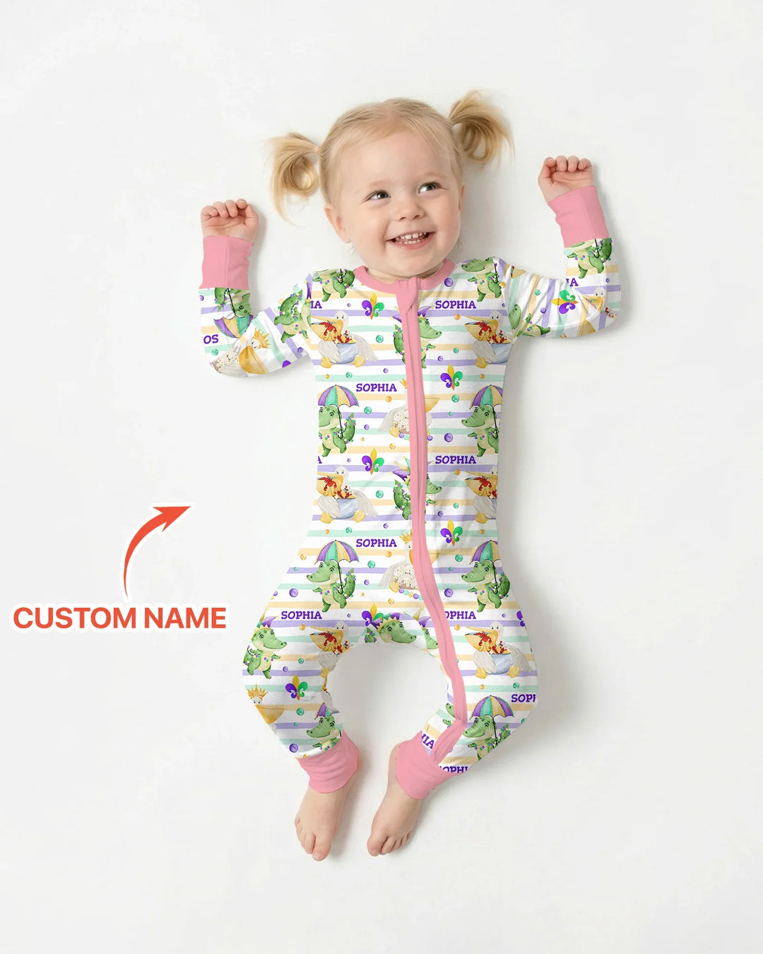 Pijama Convertible de Bambú a Juego para Familia "Aventura de Mardi Gras Feliz"
