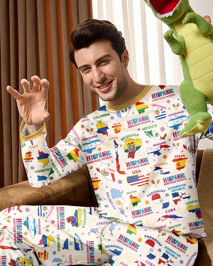 Hispanic Heritage Month Country Flags Bamboo Men's Pajama Set