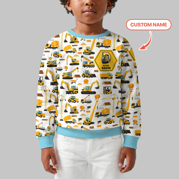 Custom Name Construction Initials Crewneck Sweatshirt