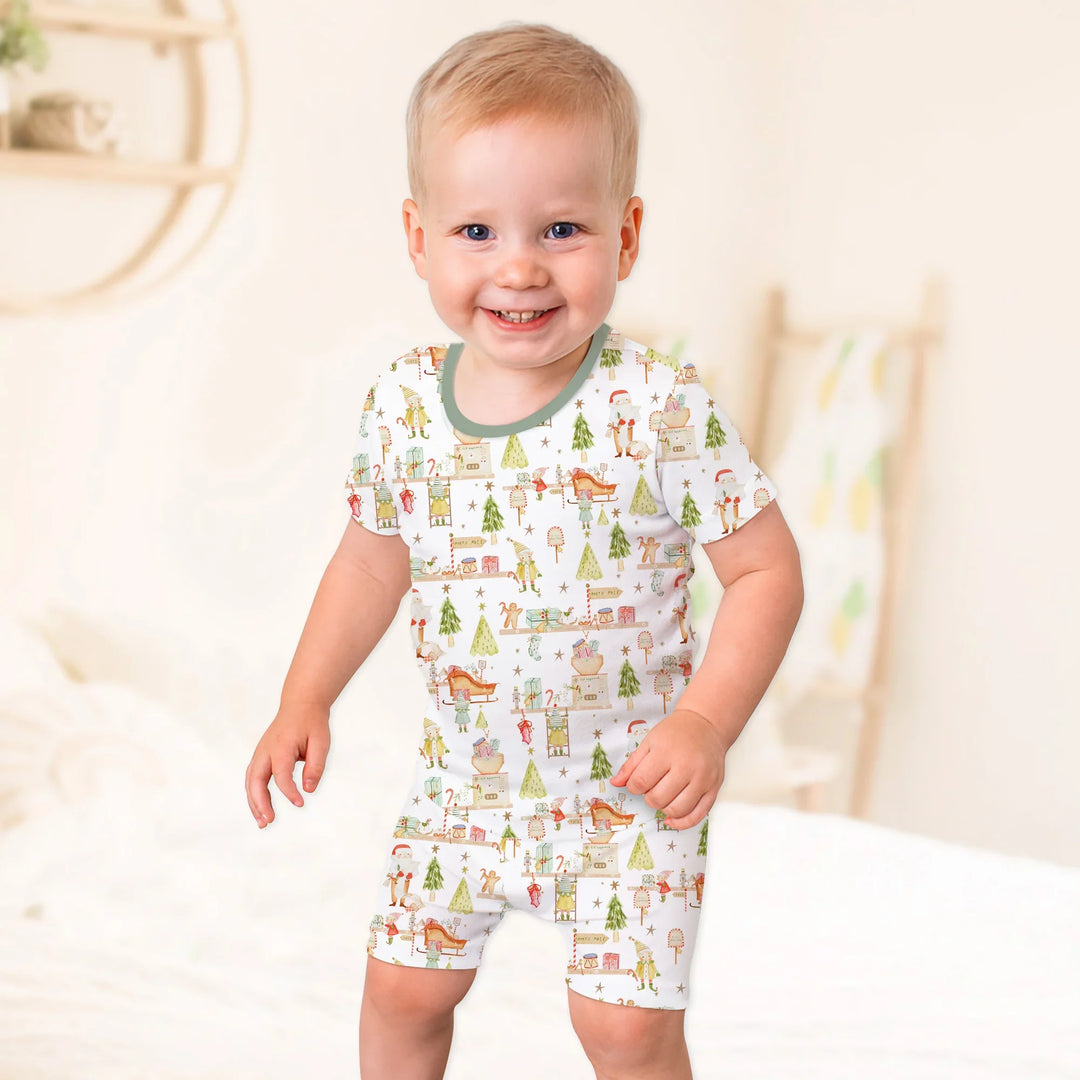 Santa's Workshop Two Piece Short Sleeve Shorts Pajama Set