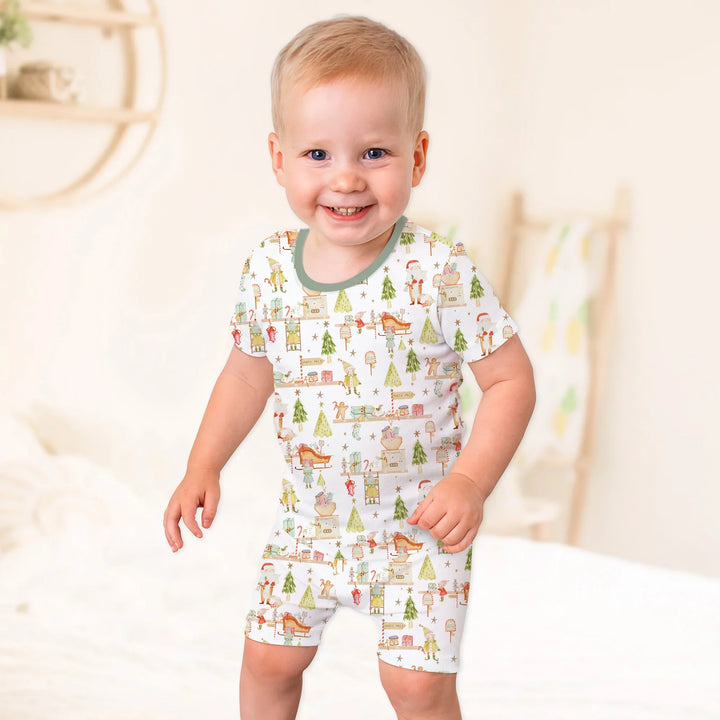 Santa's Workshop Two Piece Short Sleeve Shorts Pajama Set