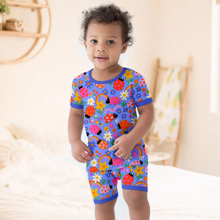 Lady Bugs Two Piece Short Sleeve Shorts Pajama Set