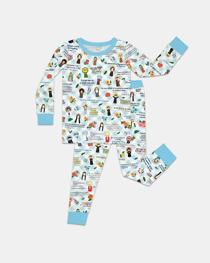 Catholic Saint Quotes Bamboo Two Piece Long Sleeve Pajama Set