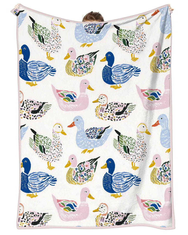 Whimsical Garden Ducks Bamboo Blanket