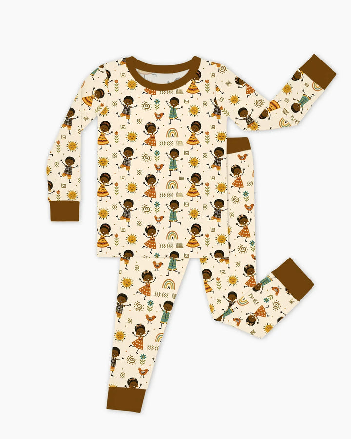 Cute African Heritage Bamboo Two Piece Long Sleeve Pajama Set