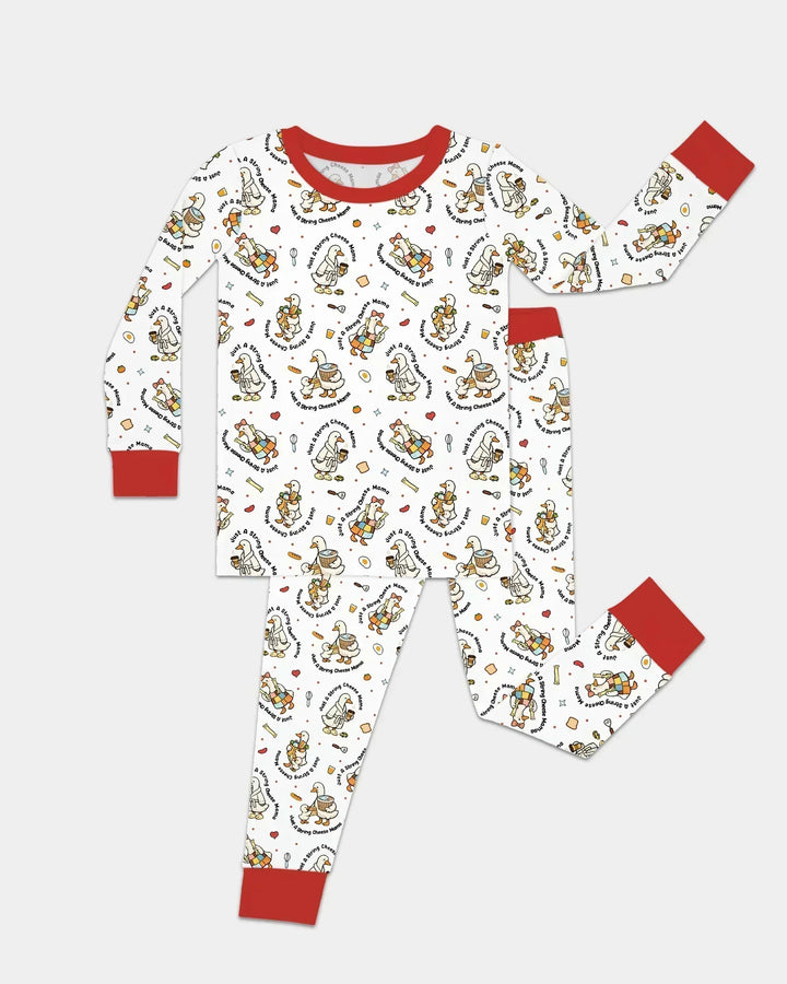 Just A String Cheese Mama Era Mommy & Me Bamboo Two Piece Long Sleeve Pajama Set