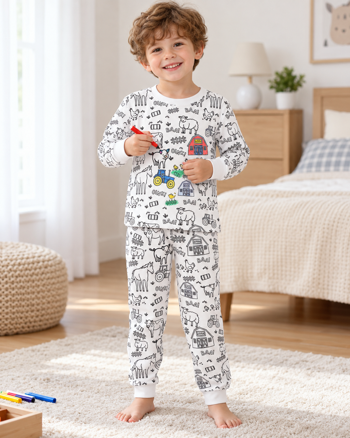 Barnyard Bash Colorable Bamboo Two Piece Pajama Set