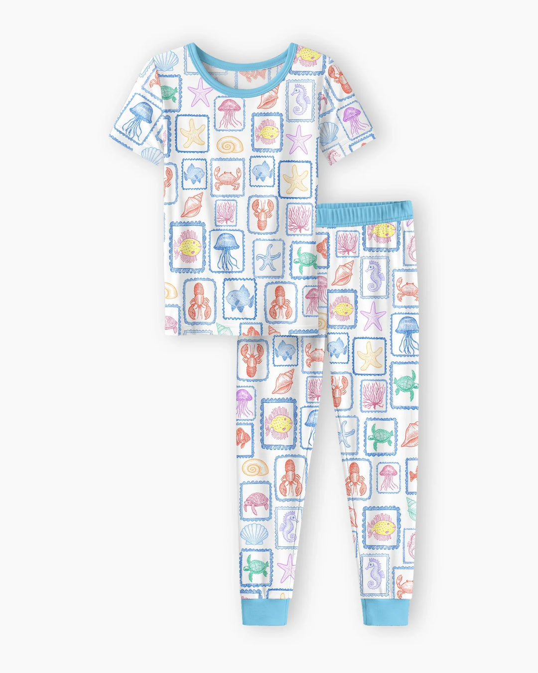 Coastal Treasures Family Matching Bamboo Two Piece Short Sleeve Pajama Set