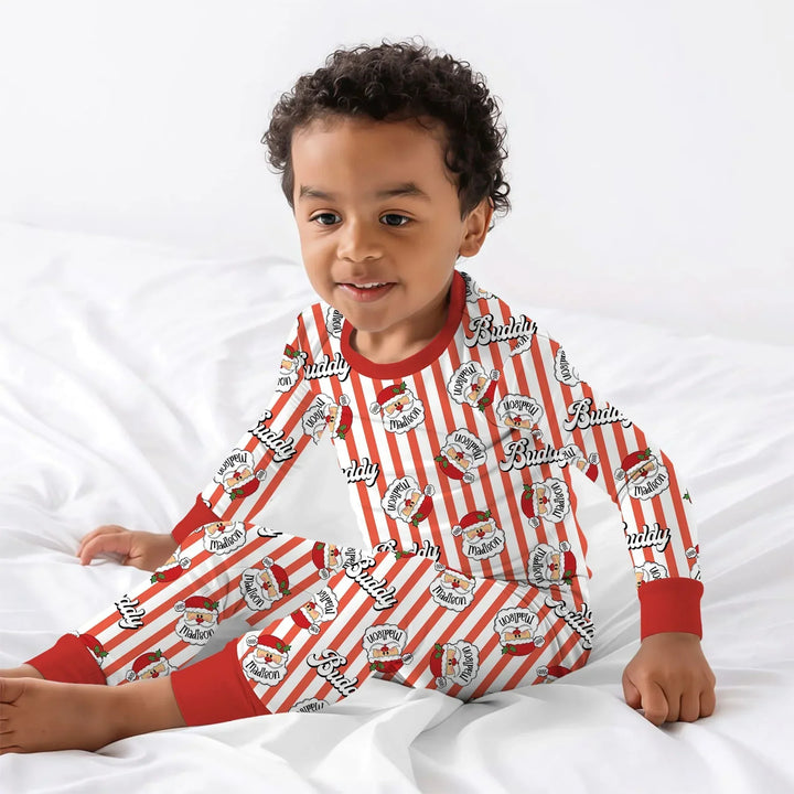 Christmas Santa Claus Custom Name Buddy Two Piece Long Sleeve Pajama Set